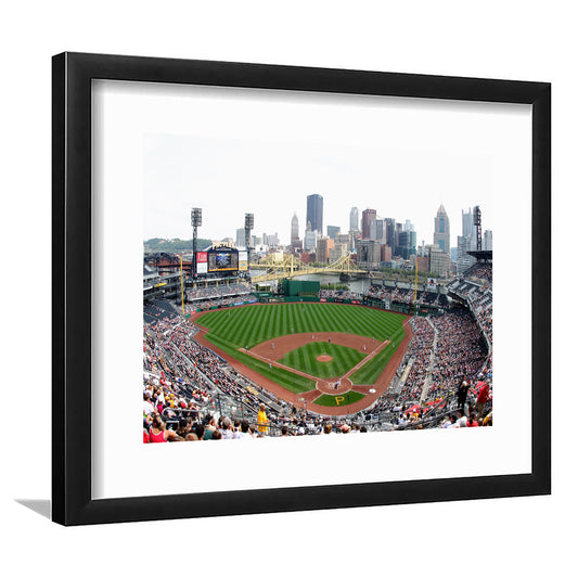 Pnc Park in Pittsburgh Pirates, Stadium Canvas, Sport Art, Gift for him, White Border Framed Art Print Wall Decor