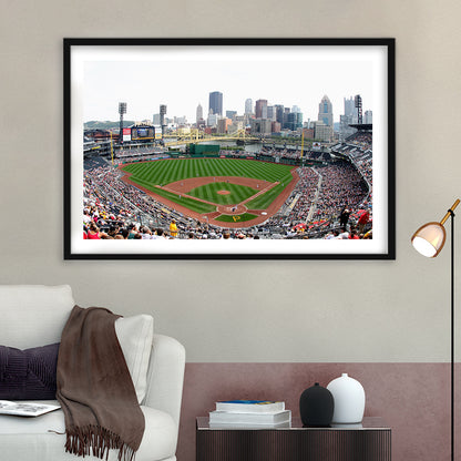 Pnc Park in Pittsburgh Pirates, Stadium Canvas, Sport Art, Gift for him, White Border Framed Art Print Wall Decor