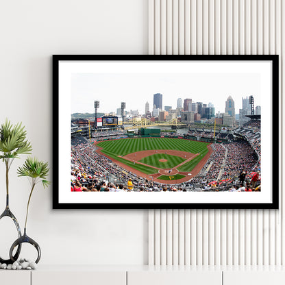 Pnc Park in Pittsburgh Pirates, Stadium Canvas, Sport Art, Gift for him, White Border Framed Art Print Wall Decor
