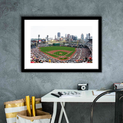 Pnc Park in Pittsburgh Pirates, Stadium Canvas, Sport Art, Gift for him, White Border Framed Art Print Wall Decor