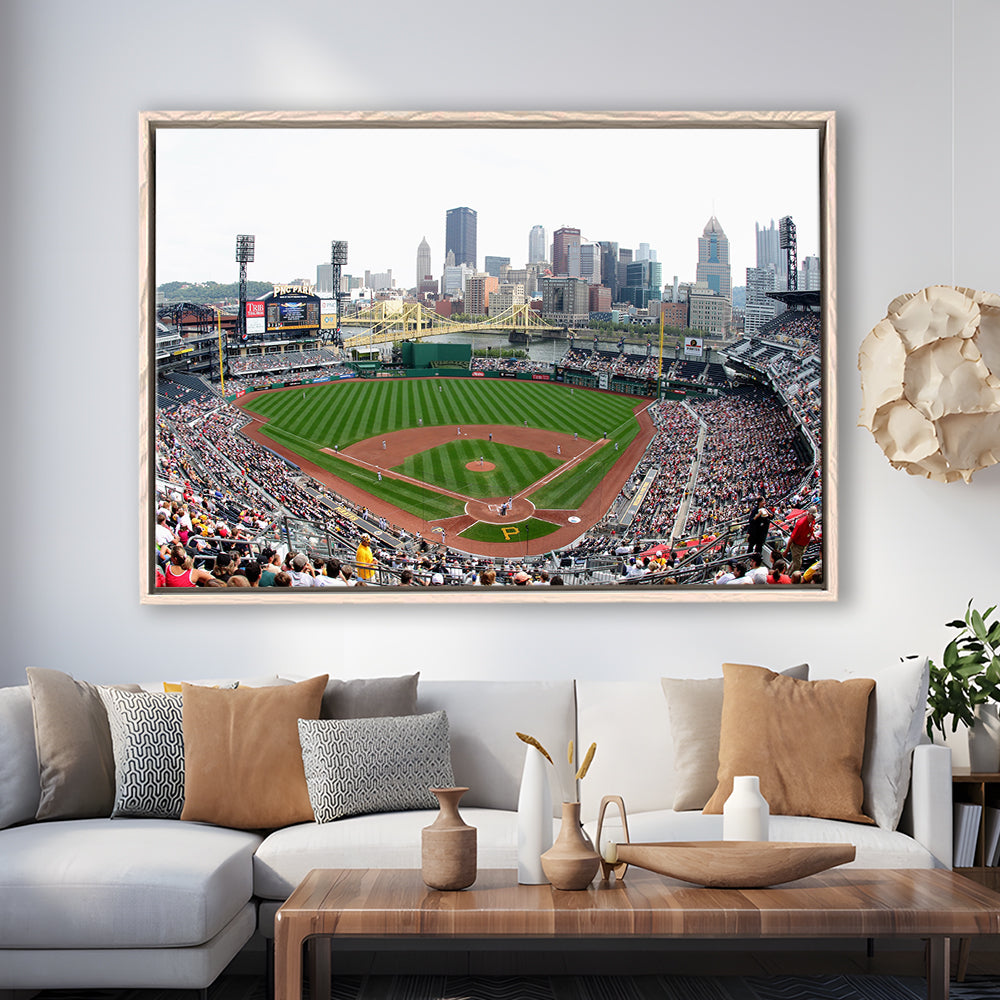Pnc Park in Pittsburgh Pirates, Stadium Canvas, Sport Art, Framed Canvas Print Wall Art, Floating Frame