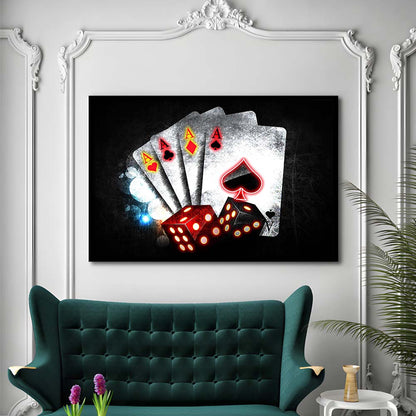 Poker Aces Neon Art Art Print, Framed Art Print Wall Decor, Neon Art Print, Picture Framed