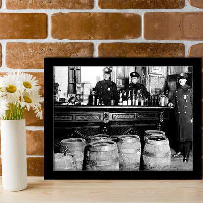 Police Raid During Prohibition, 1920s Black and White Wall Art, Vintage Bar Wall Art, Framed Art Print Wall Decor