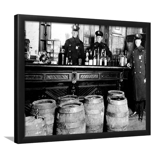 Police Raid During Prohibition, 1920s Black and White Wall Art, Vintage Bar Wall Art, Framed Art Print Wall Decor