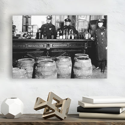 Police Raid During Prohibition, 1920s Black and White Wall Art, Vintage Bar Wall Art, Canvas Print Wall Art Decor