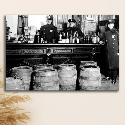 Police Raid During Prohibition, 1920s Black and White Wall Art, Vintage Bar Wall Art, Canvas Print Wall Art Decor