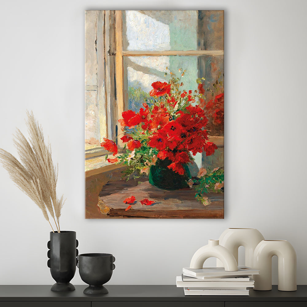 Poppies By A Window, Poppy Painting, Flower Art Print, Floral Still Life Print, Contemporary Print, Canvas Print, Canvas Decor