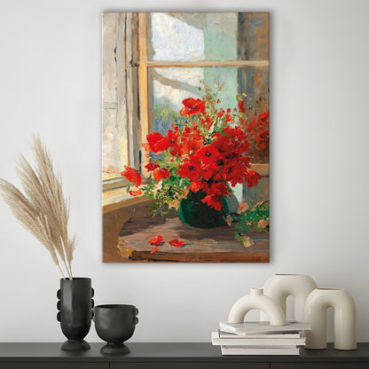 Poppies By A Window, Poppy Painting, Flower Art Print, Floral Still Life Print, Contemporary Print, Canvas Print, Canvas Decor