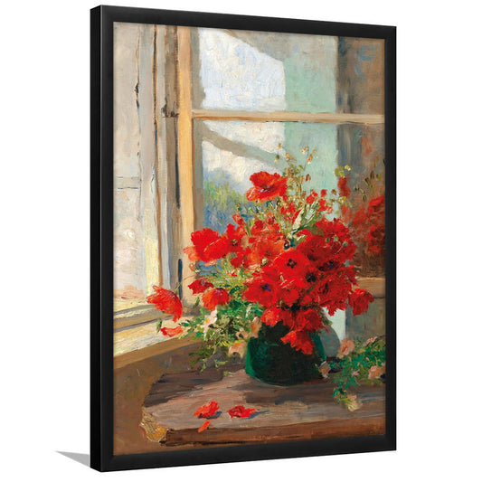 Poppies By A Window, Poppy Painting, Flower Art Print, Floral Still Life Print, Framed Art Print, Fine Art Print