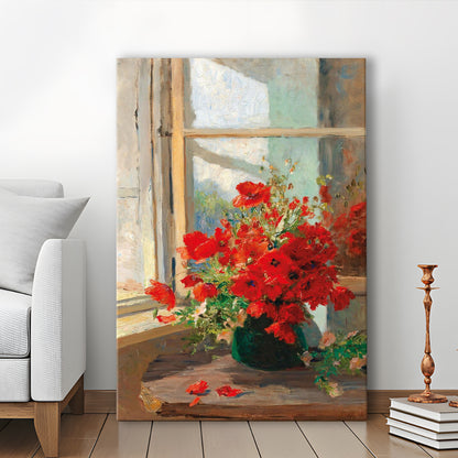 Poppies By A Window, Poppy Painting, Flower Art Print, Floral Still Life Print, Contemporary Print, Canvas Print, Canvas Decor