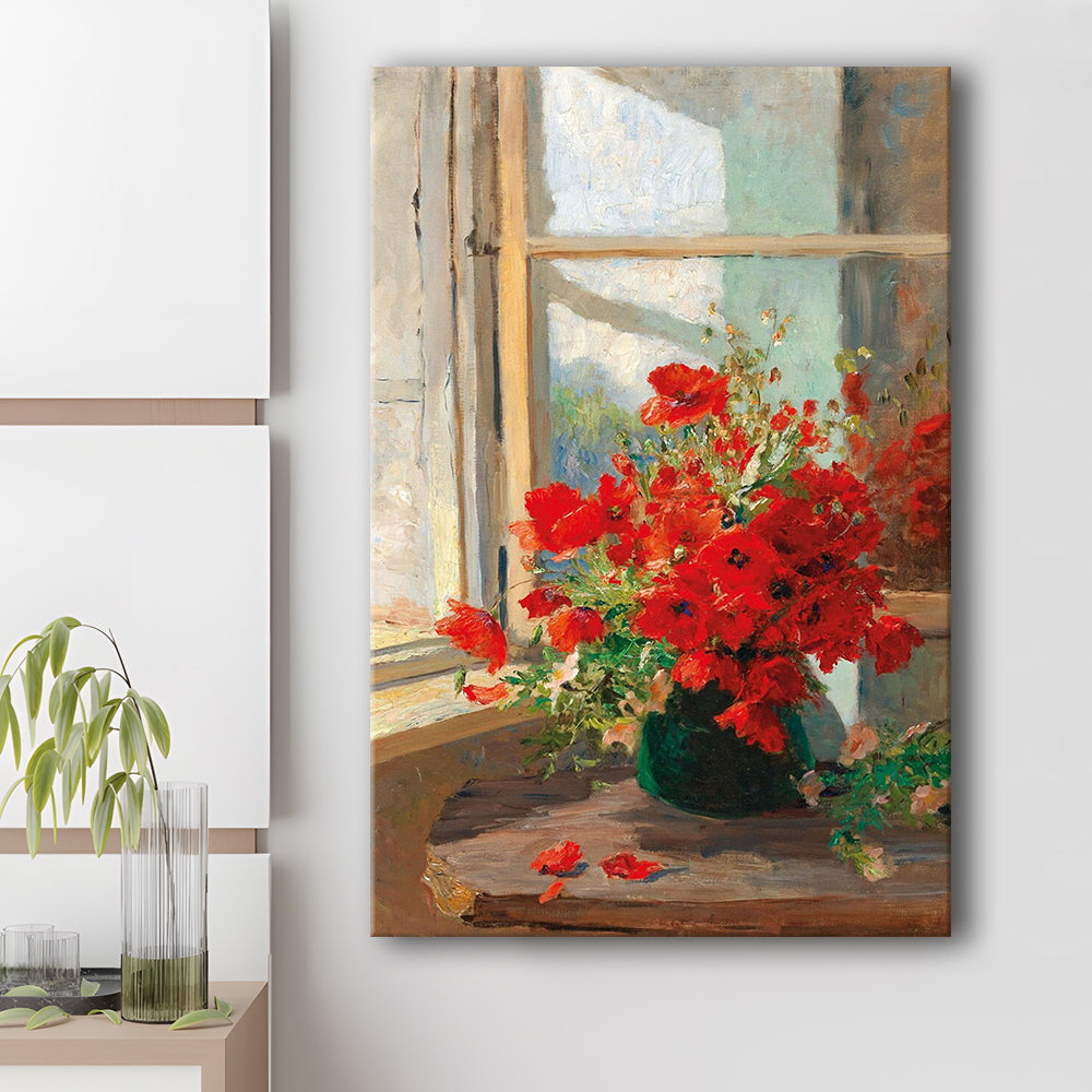 Poppies By A Window, Poppy Painting, Flower Art Print, Floral Still Life Print, Contemporary Print, Canvas Print, Canvas Decor