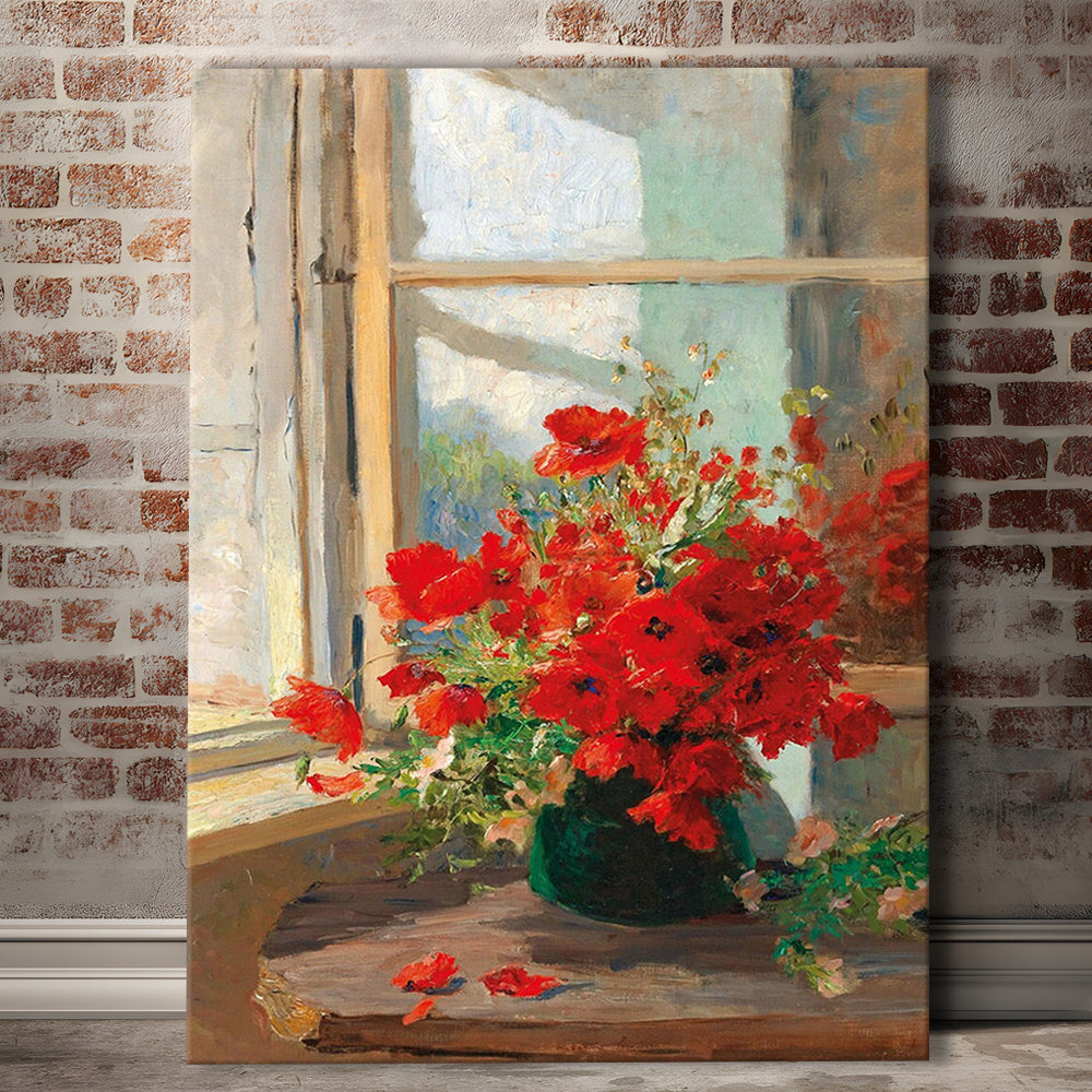 Poppies By A Window, Poppy Painting, Flower Art Print, Floral Still Life Print, Contemporary Print, Canvas Print, Canvas Decor