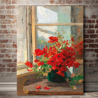 Poppies By A Window, Poppy Painting, Flower Art Print, Floral Still Life Print, Contemporary Print, Canvas Print, Canvas Decor