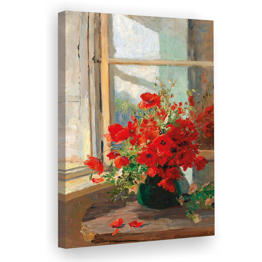 Poppies By A Window, Poppy Painting, Flower Art Print, Floral Still Life Print, Contemporary Print, Canvas Print, Canvas Decor