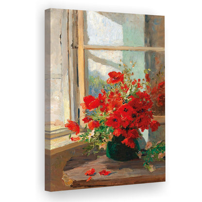 Poppies By A Window, Poppy Painting, Flower Art Print, Floral Still Life Print, Contemporary Print, Canvas Print, Canvas Decor