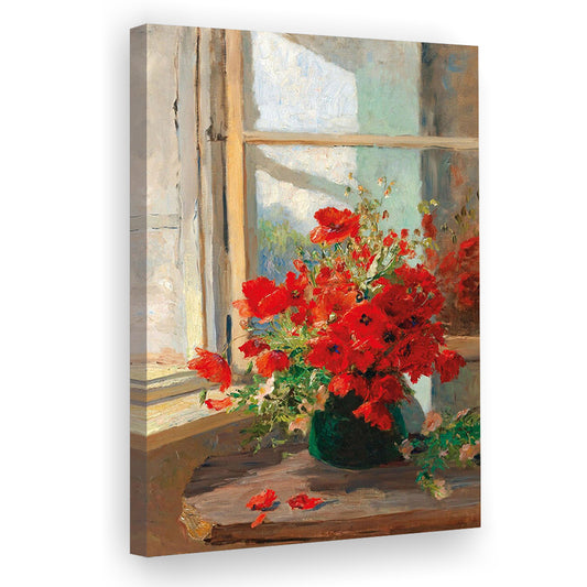 Poppies By A Window, Poppy Painting, Flower Art Print, Floral Still Life Print, Contemporary Print, Canvas Print, Canvas Decor