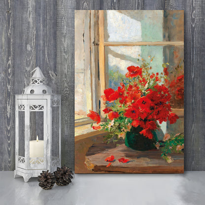 Poppies By A Window, Poppy Painting, Flower Art Print, Floral Still Life Print, Contemporary Print, Canvas Print, Canvas Decor