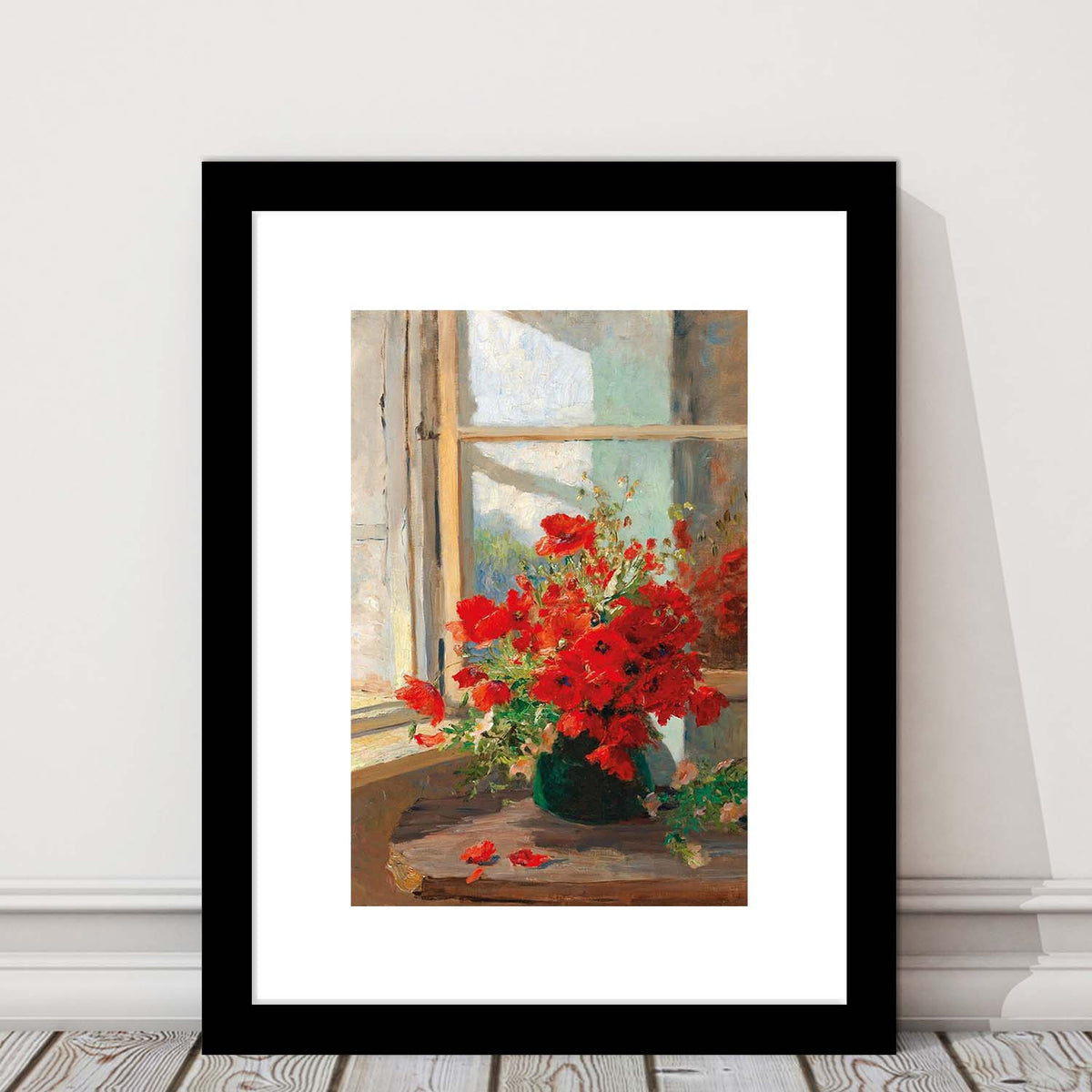 Poppies By A Window, Poppy Painting, Flower Art Print, Floral Still Life Print, Framed Art Print, White Border