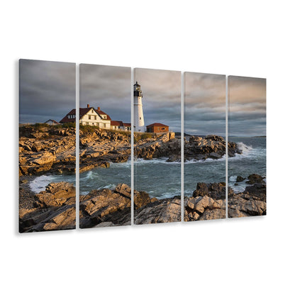 Portland Maine Lighthouse at sunrise Large Stretched Canvas, 5 Piece B Extra Large Cavas Print Wall Art Decor