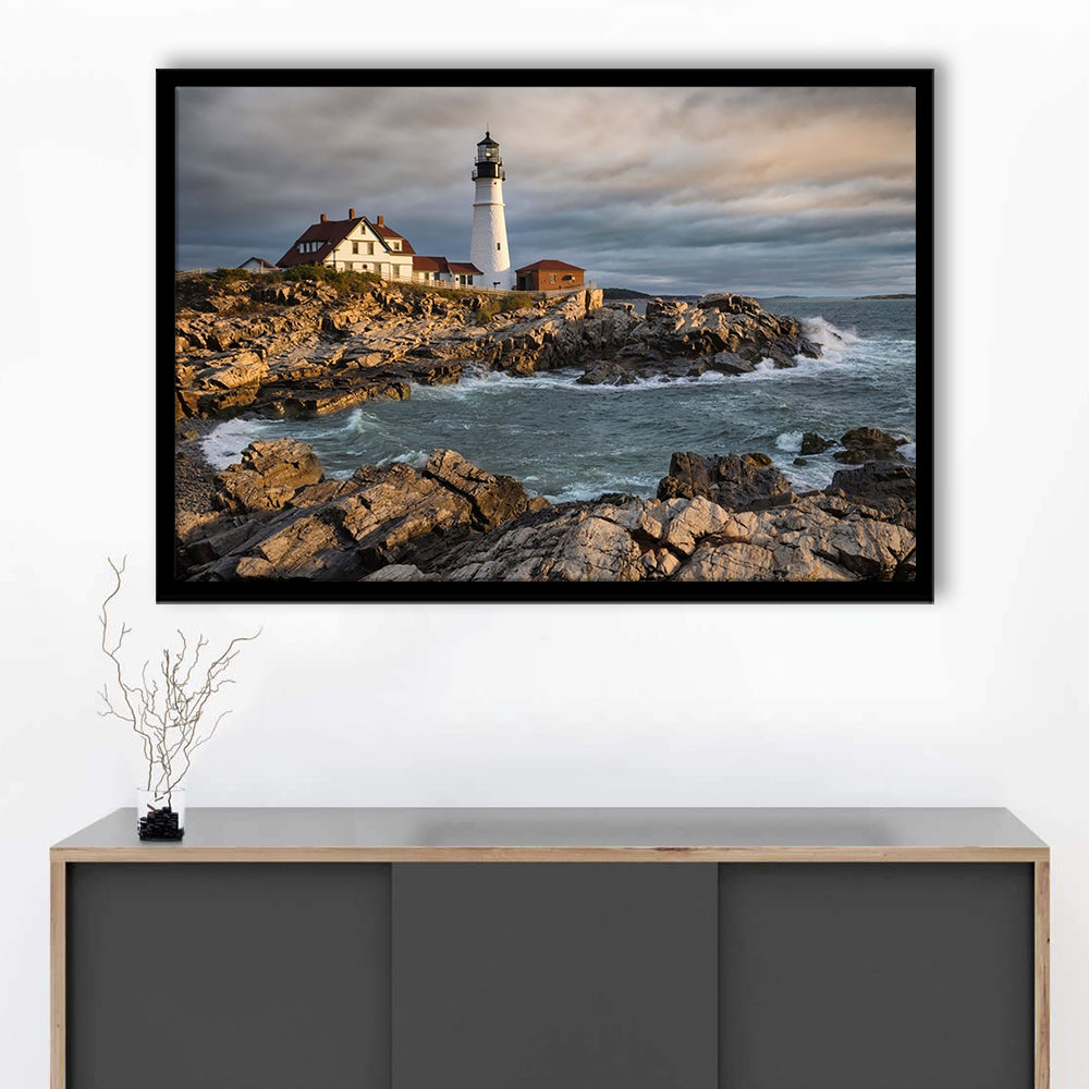 Portland Maine Lighthouse At Sunrise LargeArt Prints, Framed Art Print, Picture Framed