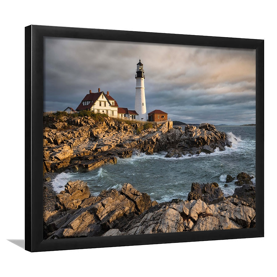 Portland Maine Lighthouse At Sunrise LargeArt Prints, Framed Art Print, Picture Framed