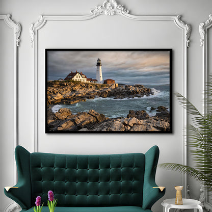 Portland Maine Lighthouse At Sunrise LargeArt Prints, Framed Art Print, Picture Framed
