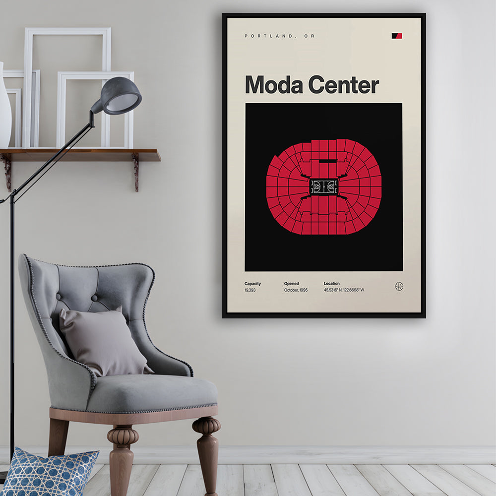 Portland Trail Blazers Stadium Print, Moda Center Stadium Print, Man Cave Gift, Floating Framed Canvas Print Wall Art