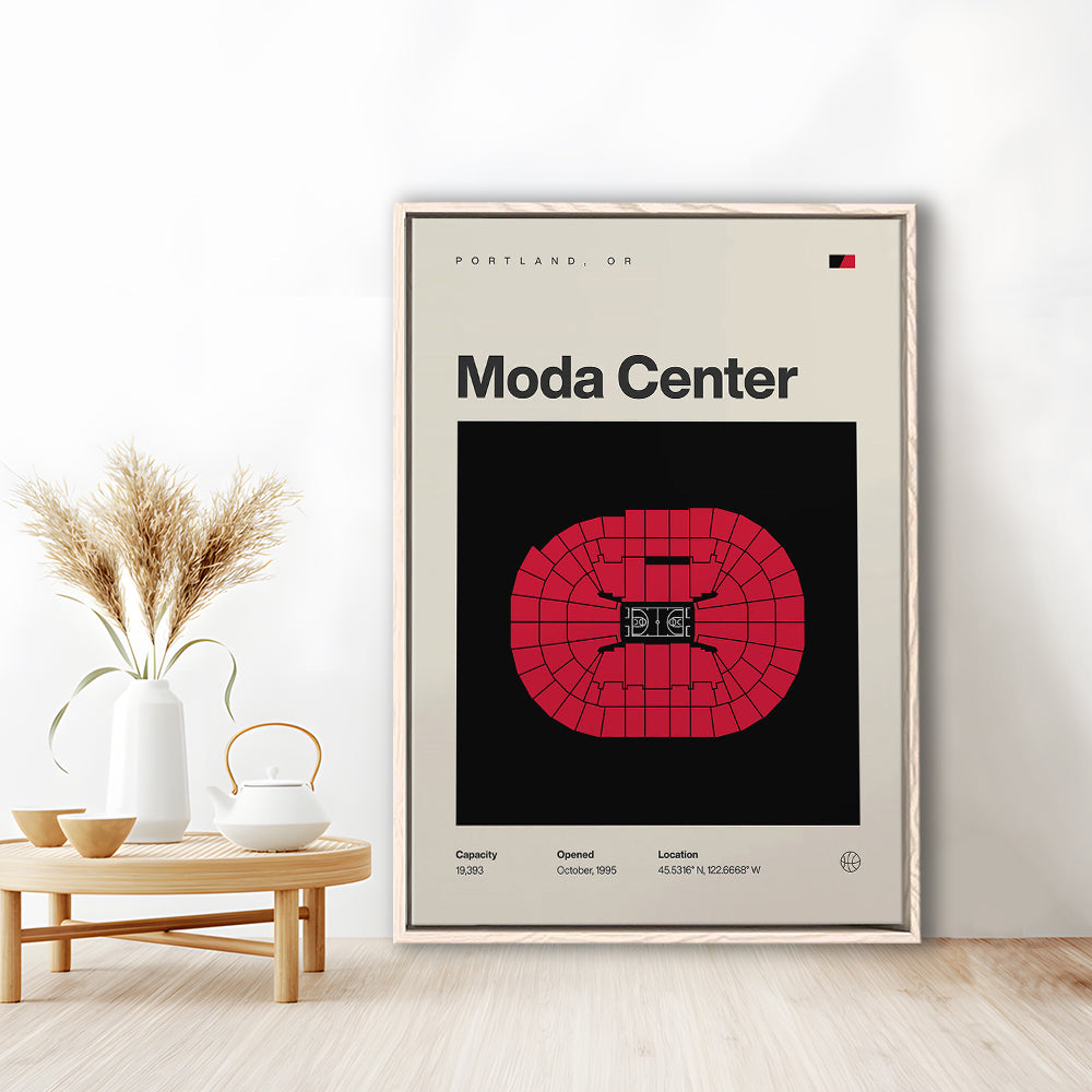 Portland Trail Blazers Stadium Print, Moda Center Stadium Print, Man Cave Gift, Floating Framed Canvas Print Wall Art