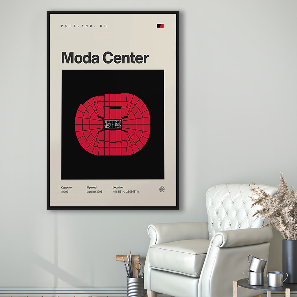 Portland Trail Blazers Stadium Print, Moda Center Stadium Print, Man Cave Gift, Floating Framed Canvas Print Wall Art