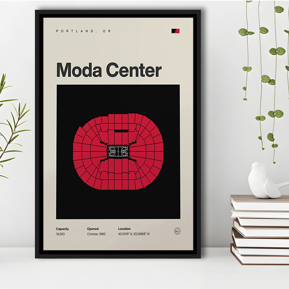 Portland Trail Blazers Stadium Print, Moda Center Stadium Print, Man Cave Gift, Floating Framed Canvas Print Wall Art