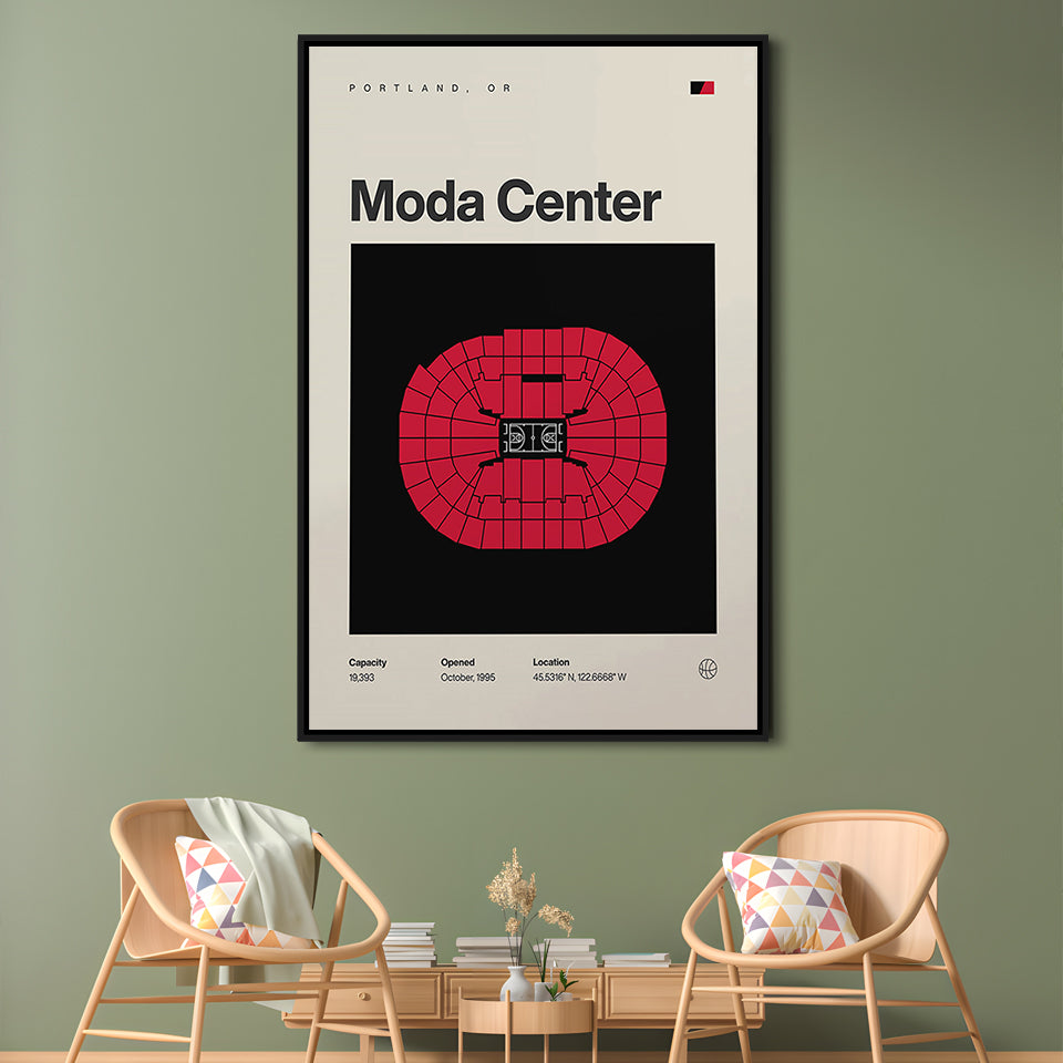 Portland Trail Blazers Stadium Print, Moda Center Stadium Print, Man Cave Gift, Floating Framed Canvas Print Wall Art