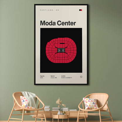 Portland Trail Blazers Stadium Print, Moda Center Stadium Print, Man Cave Gift, Floating Framed Canvas Print Wall Art