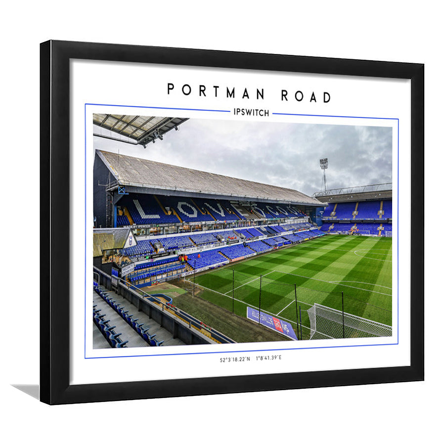 Portman Road, Ipswich Town Football Stadium Wall Art Print, Championship Decor, Framed Art Print Wall Decor