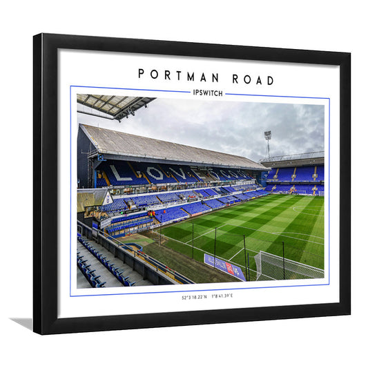 Portman Road, Ipswich Town Football Stadium Wall Art Print, Championship Decor, Framed Art Print Wall Decor