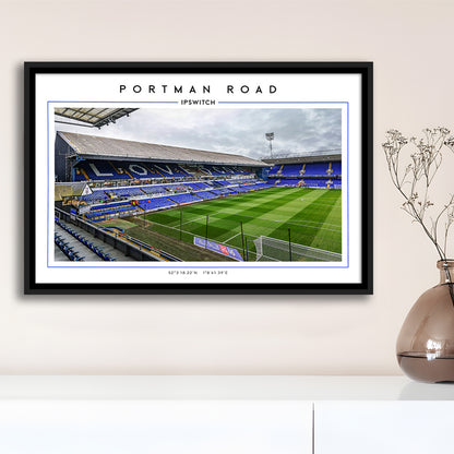Portman Road, Ipswich Town Football Stadium Wall Art Print, Championship Decor, Framed Canvas Print Wall Art
