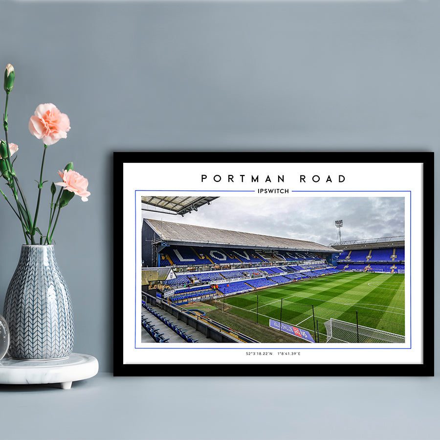 Portman Road, Ipswich Town Football Stadium Wall Art Print, Championship Decor, Framed Art Print Wall Decor