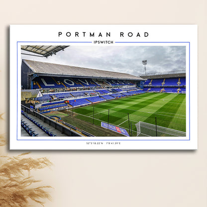 Portman Road, Ipswich Town Football Stadium Wall Art Print, Championship Decor, Canvas Print Wall Art, Man Cave Gift
