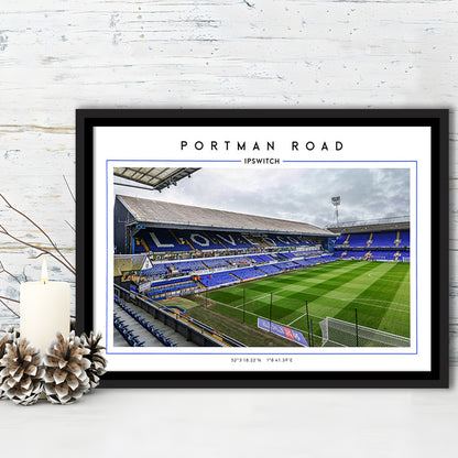 Portman Road, Ipswich Town Football Stadium Wall Art Print, Championship Decor, Framed Canvas Print Wall Art