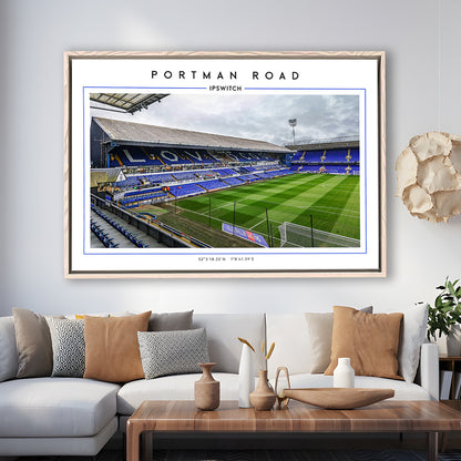 Portman Road, Ipswich Town Football Stadium Wall Art Print, Championship Decor, Framed Canvas Print Wall Art