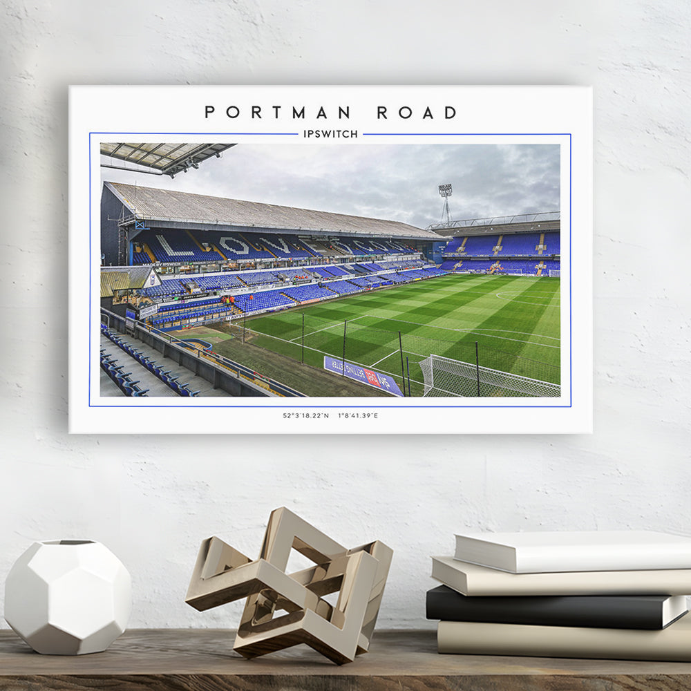 Portman Road, Ipswich Town Football Stadium Wall Art Print, Championship Decor, Canvas Print Wall Art, Man Cave Gift