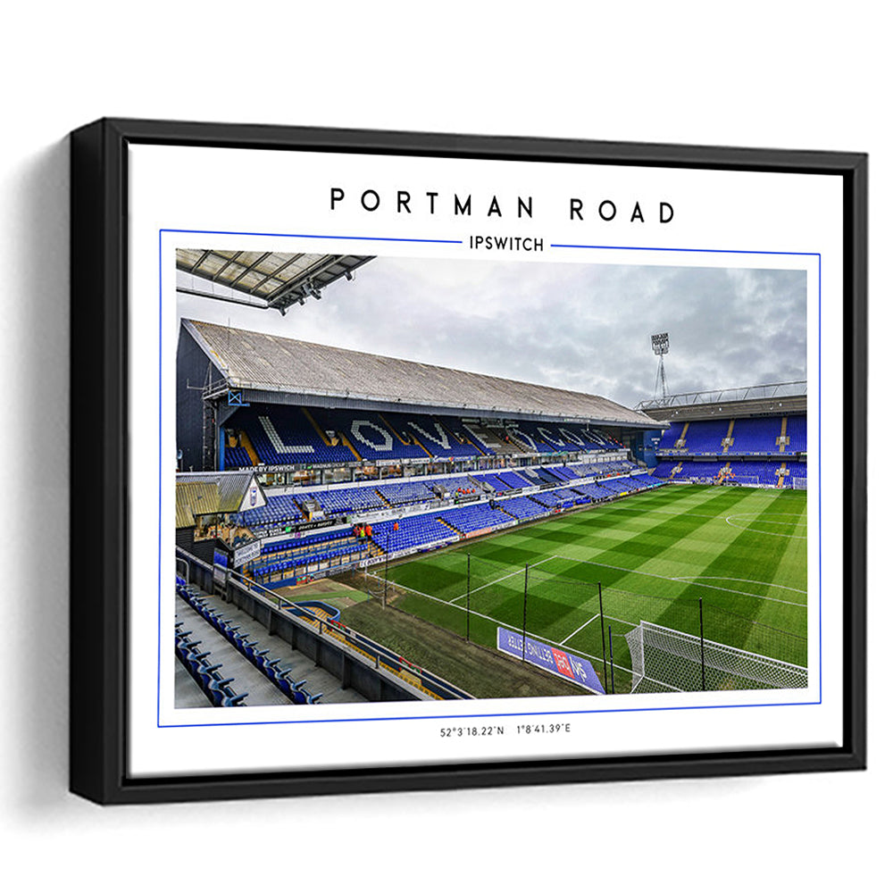 Portman Road, Ipswich Town Football Stadium Wall Art Print, Championship Decor, Framed Canvas Print Wall Art