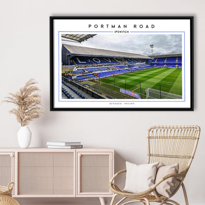 Portman Road, Ipswich Town Football Stadium Wall Art Print, Championship Decor, Framed Canvas Print Wall Art