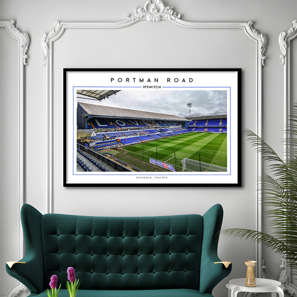 Portman Road, Ipswich Town Football Stadium Wall Art Print, Championship Decor, Framed Art Print Wall Decor