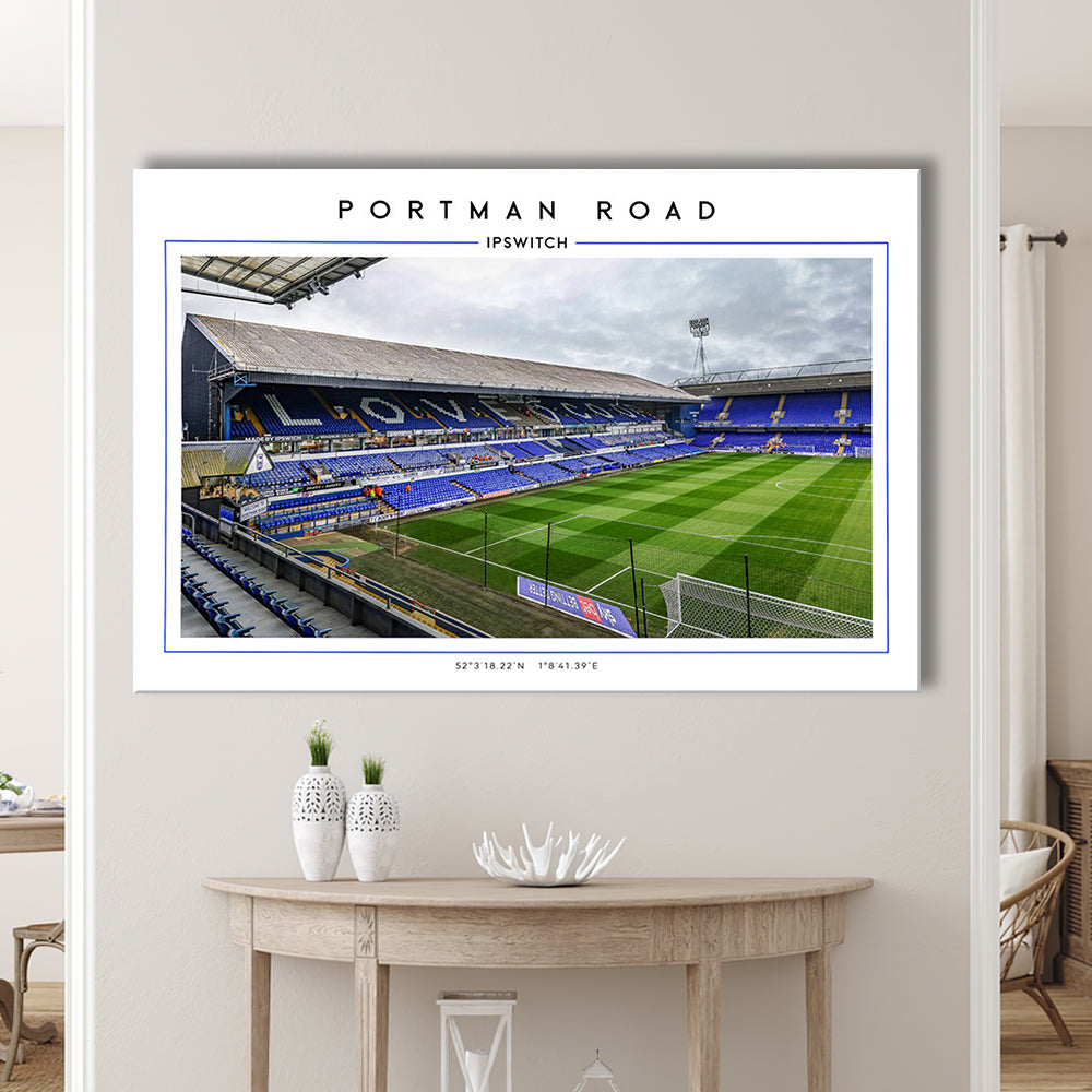 Portman Road, Ipswich Town Football Stadium Wall Art Print, Championship Decor, Canvas Print Wall Art, Man Cave Gift