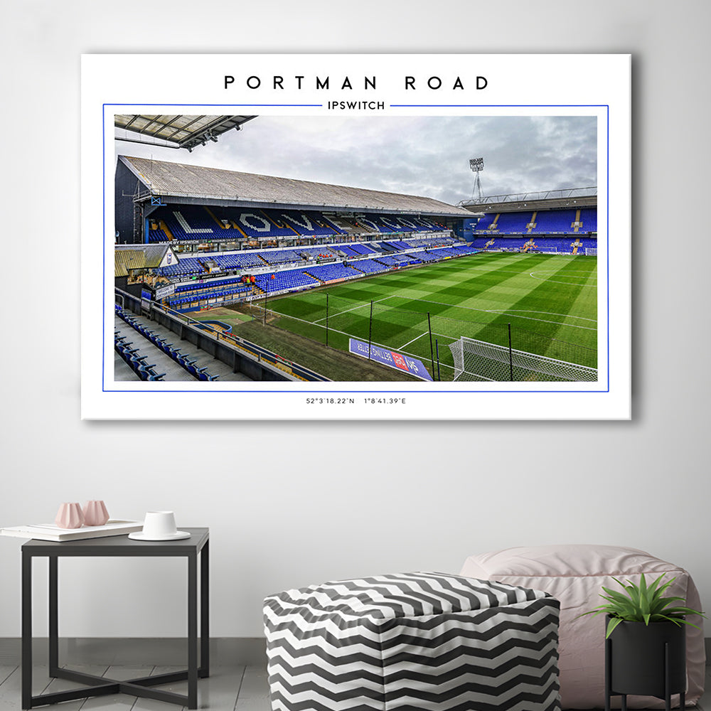 Portman Road, Ipswich Town Football Stadium Wall Art Print, Championship Decor, Canvas Print Wall Art, Man Cave Gift