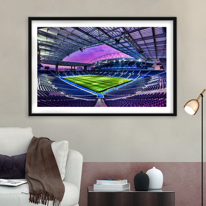 Porto Dragon Stadium, Stadium Canvas, Sport Art, Gift for him, White Border Framed Art Print Wall Decor
