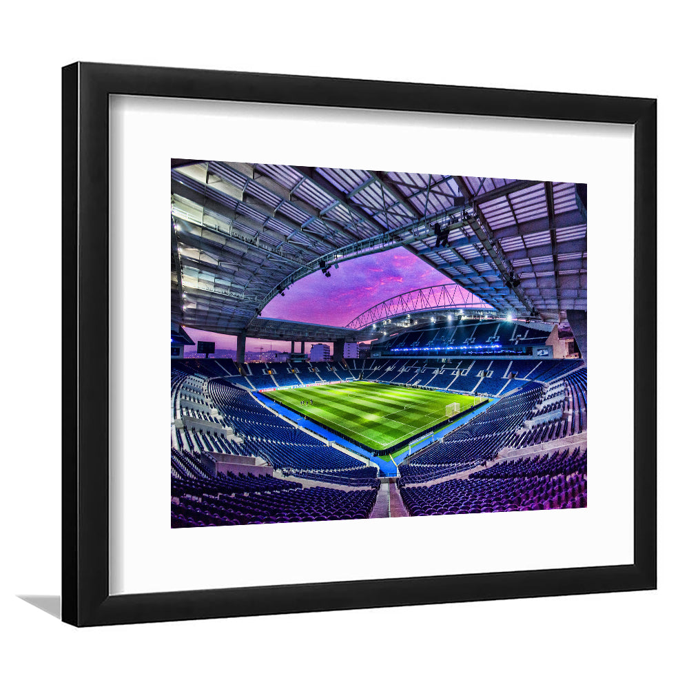 Porto Dragon Stadium, Stadium Canvas, Sport Art, Gift for him, White Border Framed Art Print Wall Decor