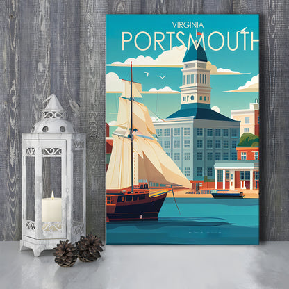 Portsmouth Virginia Retro Art Print, Portsmouth City Wall Art, Canvas Print, Painting Canvas, Living Room Decor