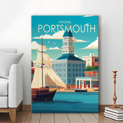 Portsmouth Virginia Retro Art Print, Portsmouth City Wall Art, Canvas Print, Painting Canvas, Living Room Decor