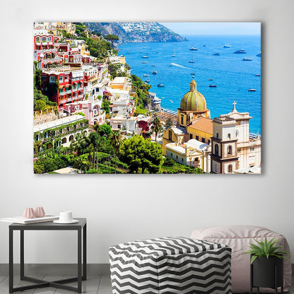 Positano Amalfi Coast Salerno Province Campania Italy Large Stretched Canvas, Cavas Print Wall Art Hom Decor